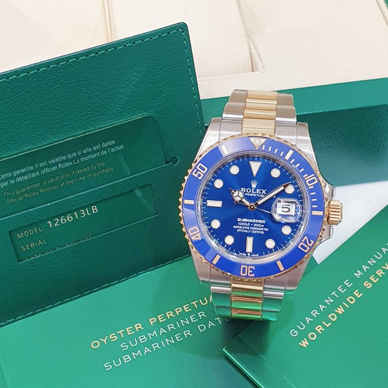 【大眾名錶】 Rolex 勞力士 126613LB 潛航者 2021/08綠卡 新款熱銷 半金藍水鬼 已貼膜 品相漂亮 B1309-1