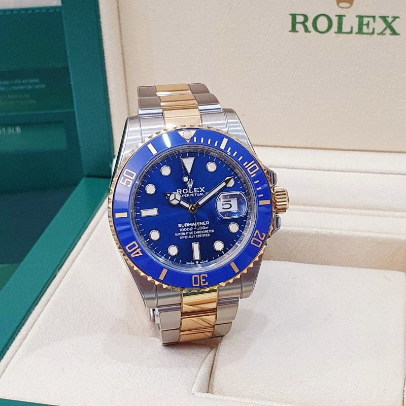 【大眾名錶】 Rolex 勞力士 126613LB 潛航者 2021/08綠卡 新款熱銷 半金藍水鬼 已貼膜 品相漂亮 B1309-3