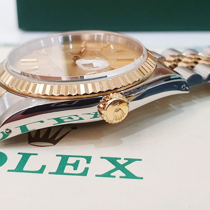 【大眾名錶】Rolex 勞力士 16233 Datejust 蠔式日誌 經典款 金色T柱面盤 太陽圈 錶徑36mm 自動上鍊 18K金及不鏽鋼 B1310-6