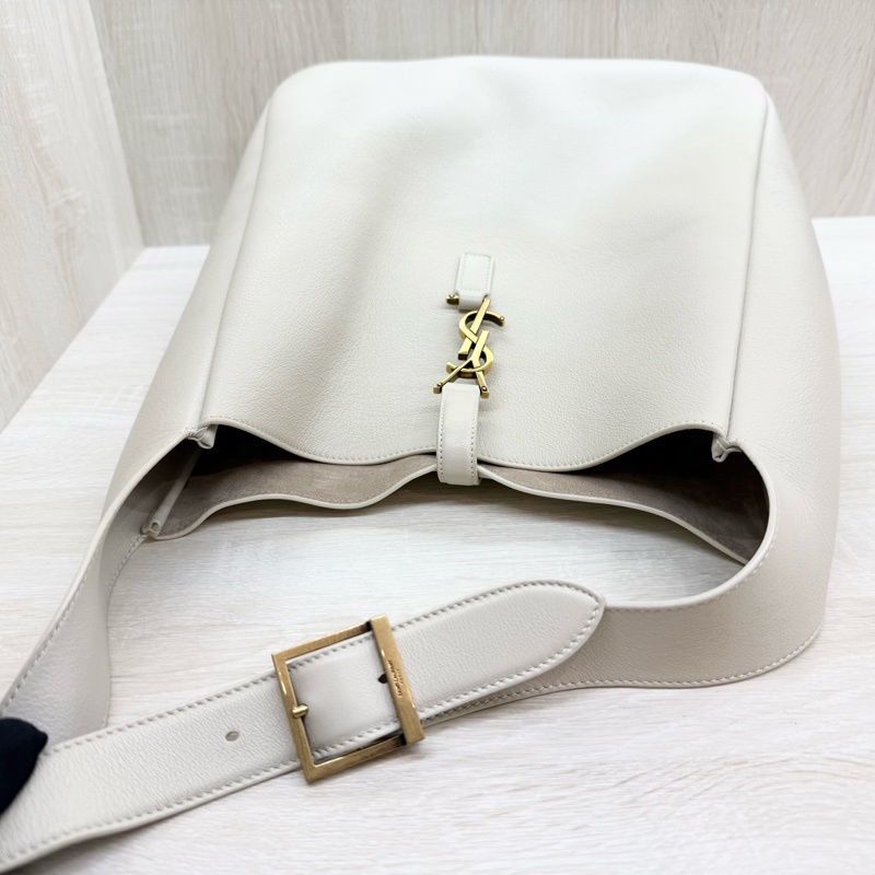 YSL🤍奶油白LE 5 À 7牛皮單肩HOBO包753837-7
