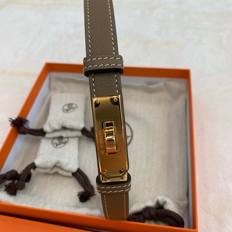 HERMES kelly大象灰金扣腰帶-1