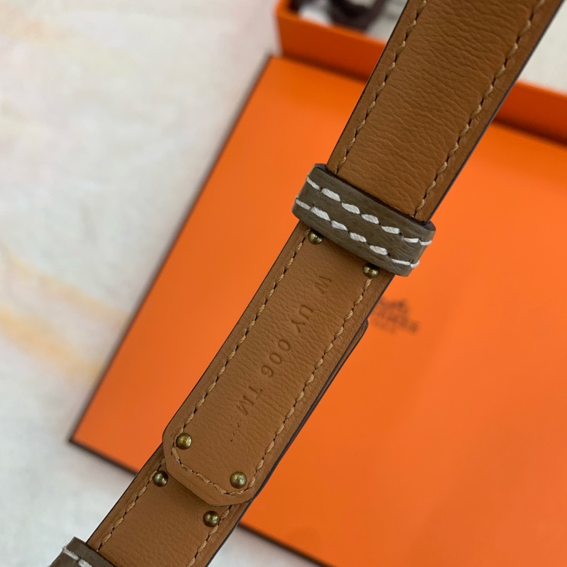 HERMES kelly大象灰金扣腰帶-4