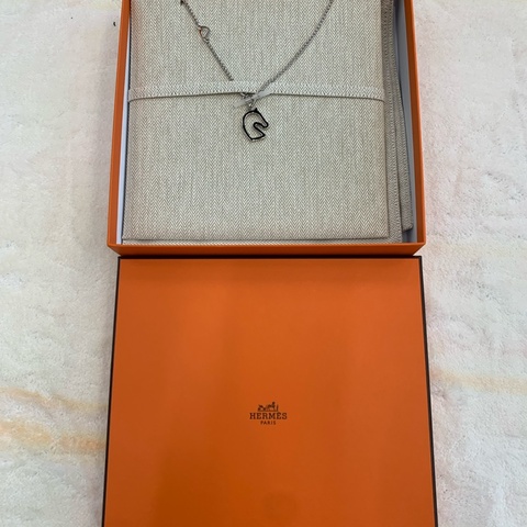 HERMES 馬頭形狀設計款項鏈男女同款銀色。