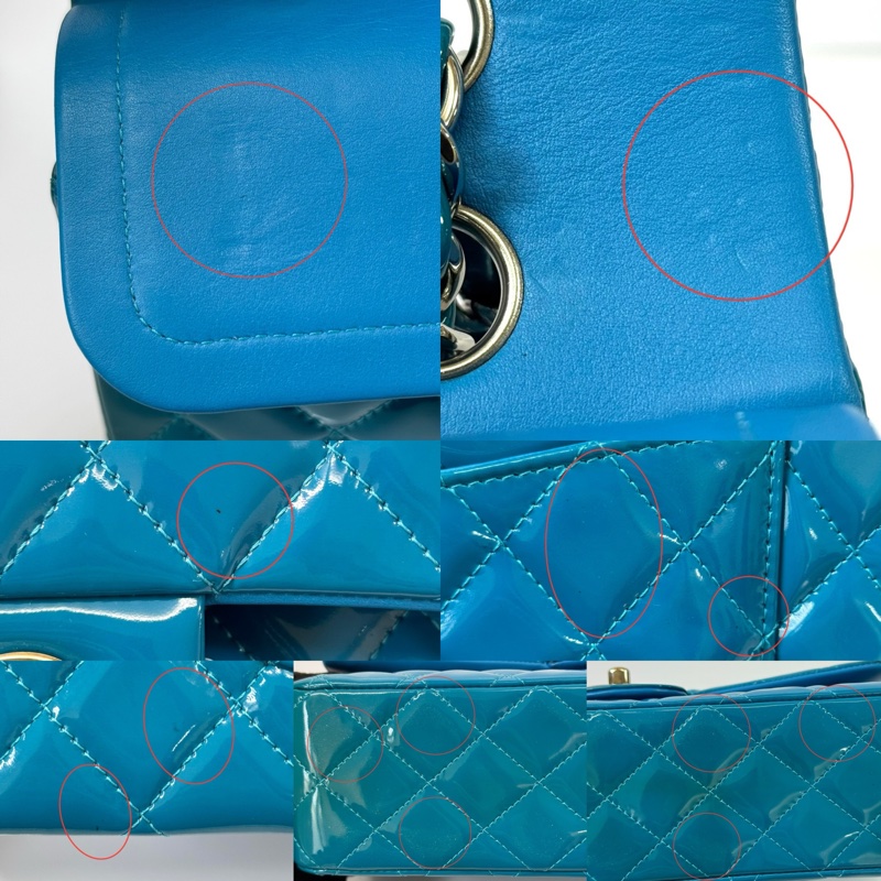 CHANEL 香奈兒 藍色漆皮中型雙蓋包 CLASSIC FLAP DOUBLE FLAP 25CM-7