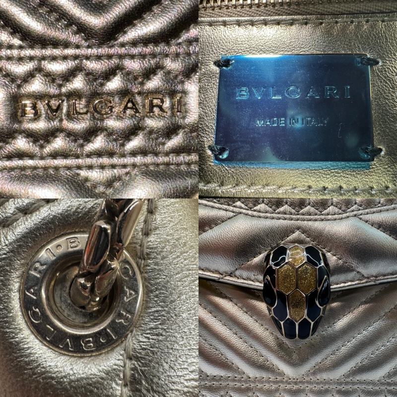BVLGARI 寶格麗 香檳金Serpenti Forever 蛇頭標誌鏈條肩背包 斜背包-7