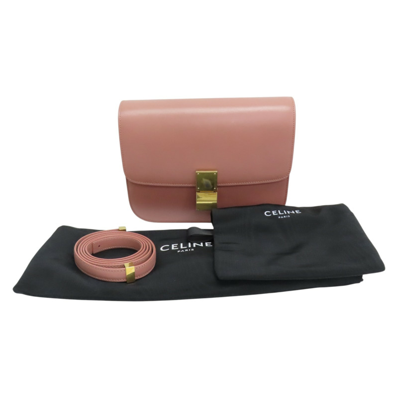 粉色 牛皮 Classic Box 肩背包【CELINE 賽琳】-8