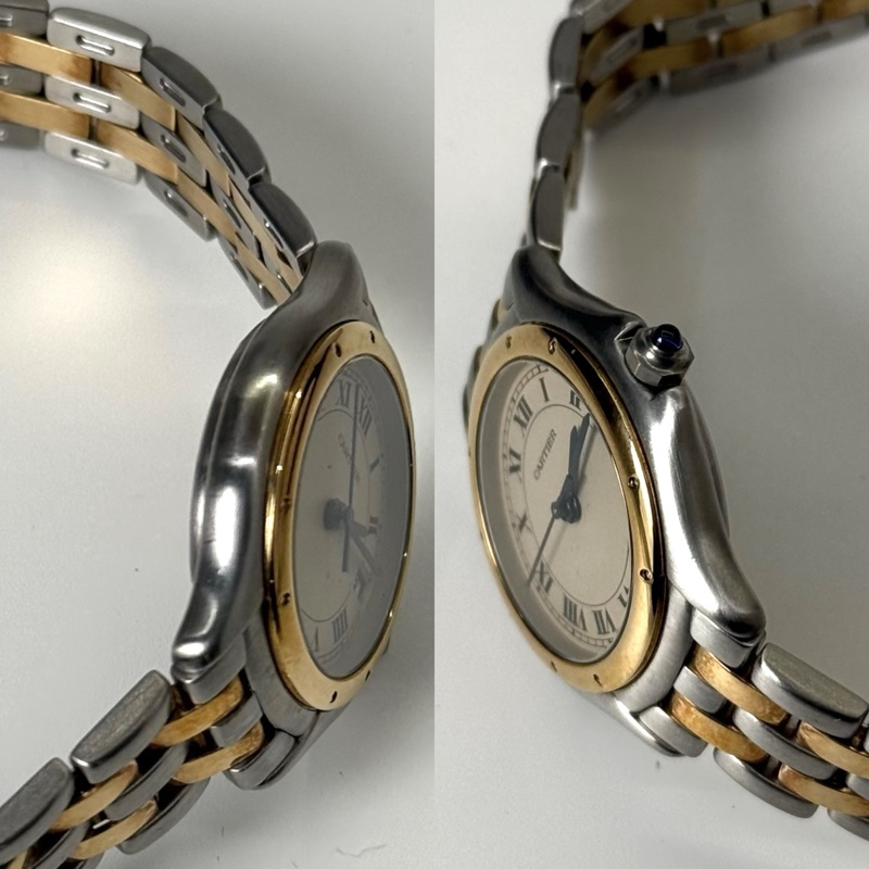 CARTIER 卡地亞 Panthère Cougar 圓形美洲豹系列經典羅馬時標 18K Figaro 鏈帶腕錶（中性尺寸）半金-2