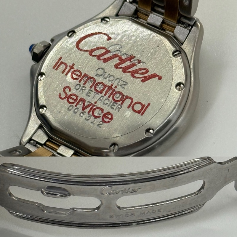 CARTIER 卡地亞 Panthère Cougar 圓形美洲豹系列經典羅馬時標 18K Figaro 鏈帶腕錶（中性尺寸）半金-3