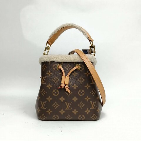 LOUIS VUITTON NÉONOÉ水桶包BB20老花PVC金扣晶片22聖誕肩背包