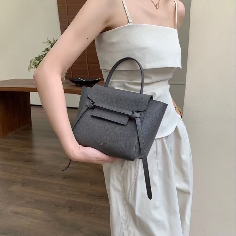 ෆ Celine Belt Nano鯰魚包 大象灰🈶購證🐘🩶-0