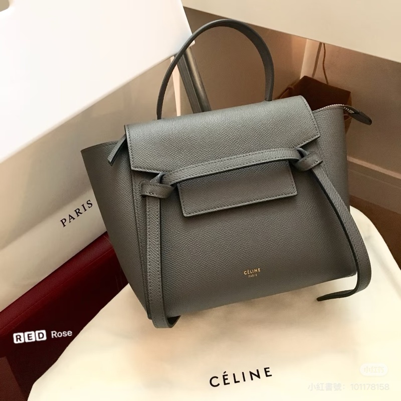ෆ Celine Belt Nano鯰魚包 大象灰🈶購證🐘🩶-6