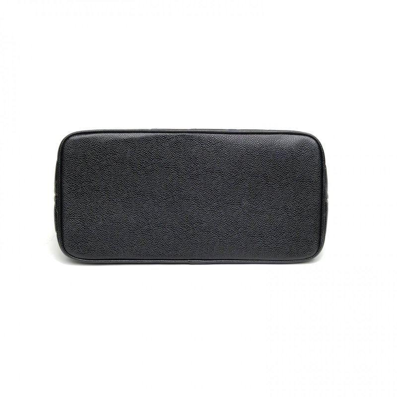 CHANEL 中古黑銀牛希爾頓銀幣包荔枝牛皮9開銀扣肩背包-4