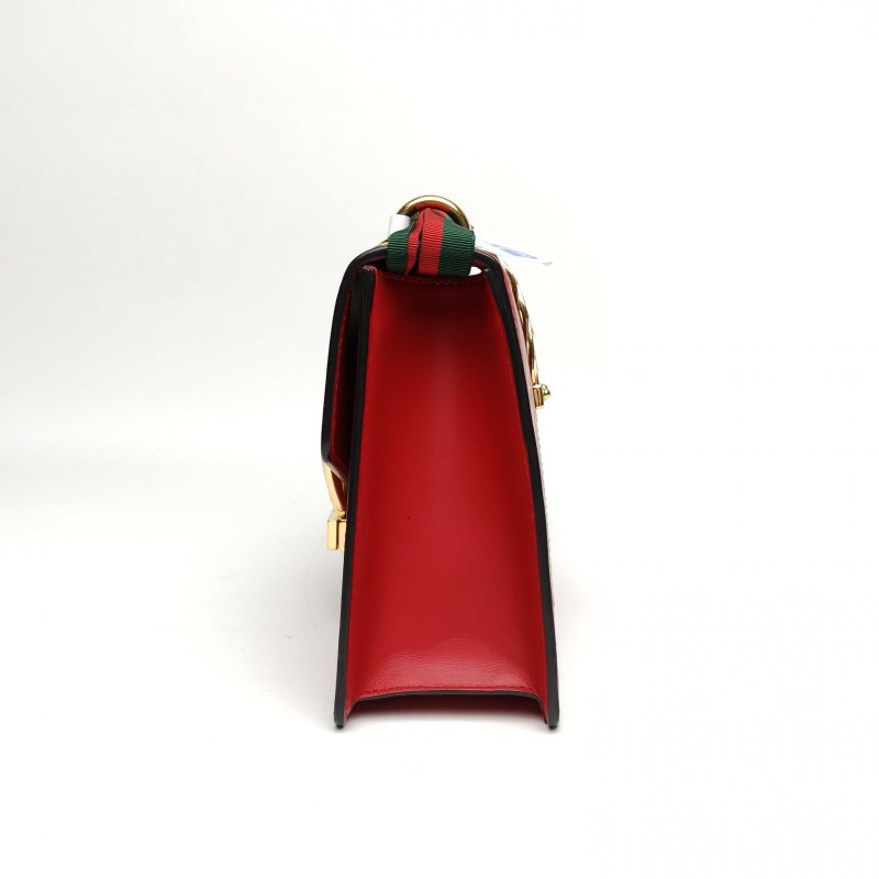 GUCCI Sylvie塞爾維亞絲帶包小號紅色牛皮金扣肩背包-1