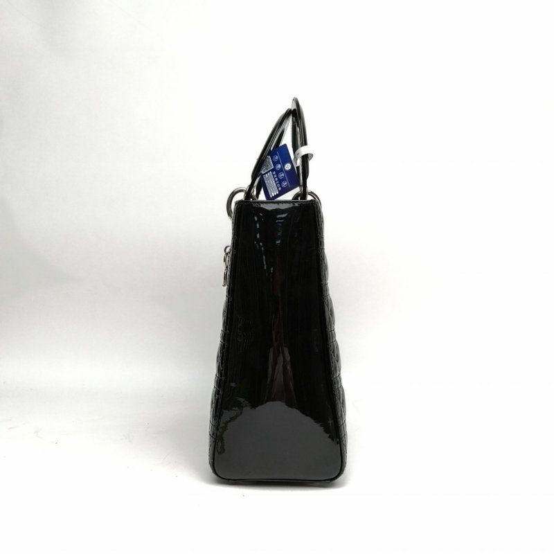 DIOR Lady戴妃包七格黑色漆皮銀扣2011肩背包-1