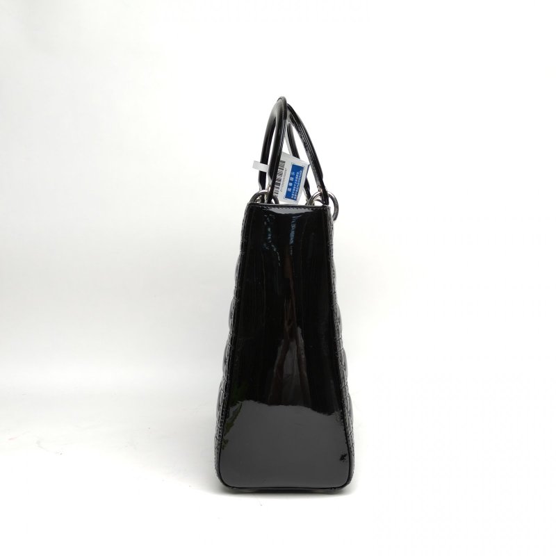 DIOR Lady戴妃包七格黑色漆皮銀扣2011肩背包-3
