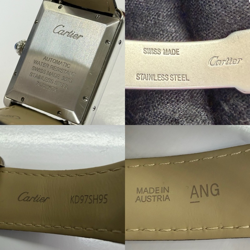 CARTIER 卡地亞  Tank Solo XL 黑色鱷魚皮帶自動上鍊機械腕錶 鑲鑽錶殼 TANK SOLO XL WATCH W5200027-5