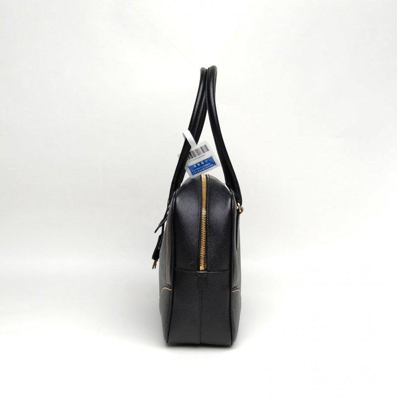 PRADA 黑色牛皮十字紋手提包肩背包-1