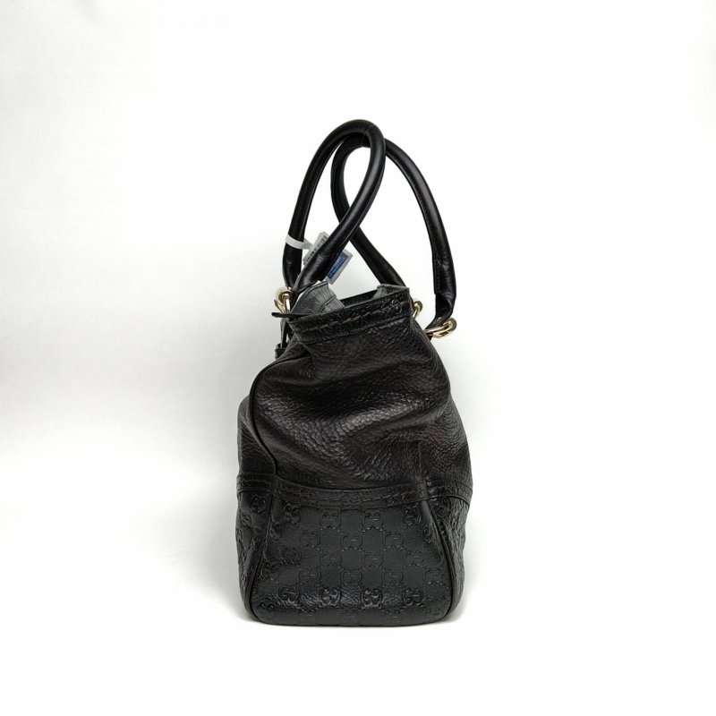 GUCCI 黑色牛皮金扣手提包肩背包-3