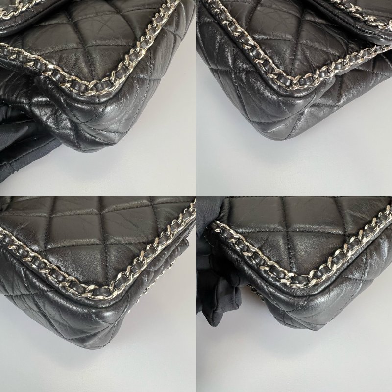 CHANEL 季節款銀鍊包羊皮黑AS1672/29開-10