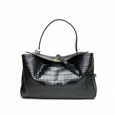 BALENCIAGA Rodeo中號黑色牛皮金扣肩背包
