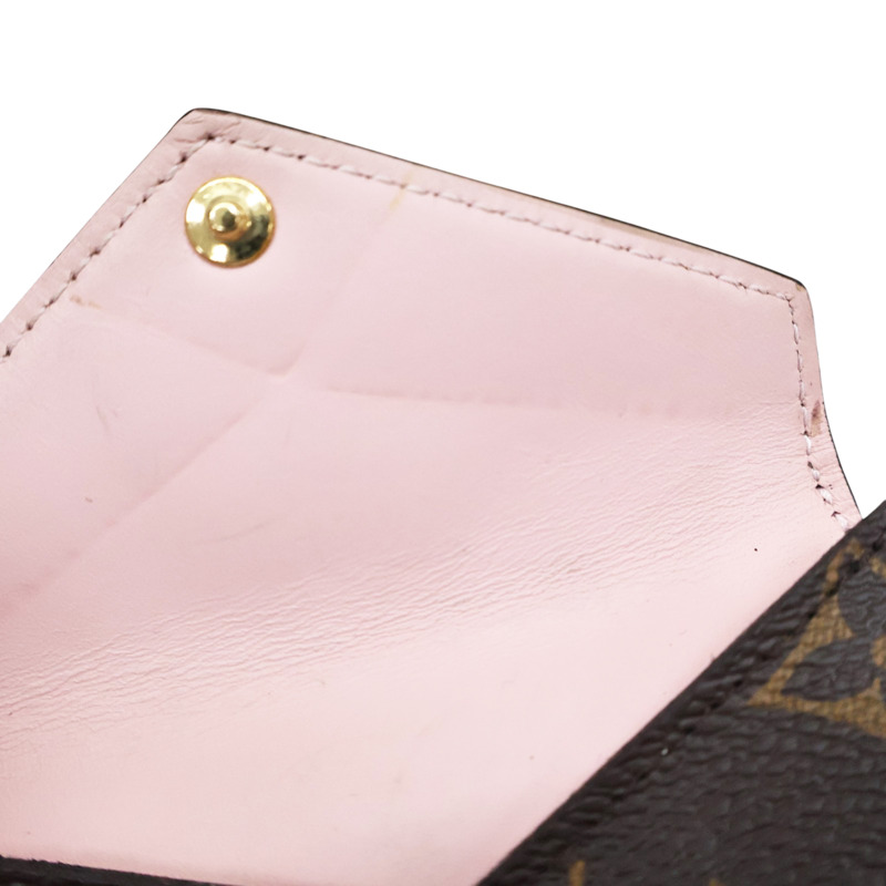 棕色 原花 PVC塗層帆布 信封式 三折扣式短夾【LOUIS VUITTON LV 路易威登】 M81665-8