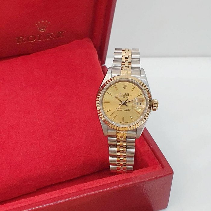 【大眾名錶】ROLEX勞力士 69173 Datejust 蠔式女錶 簡約風格 金色T柱面盤 太陽圈 錶徑26mm 自動上鍊 B1297-1