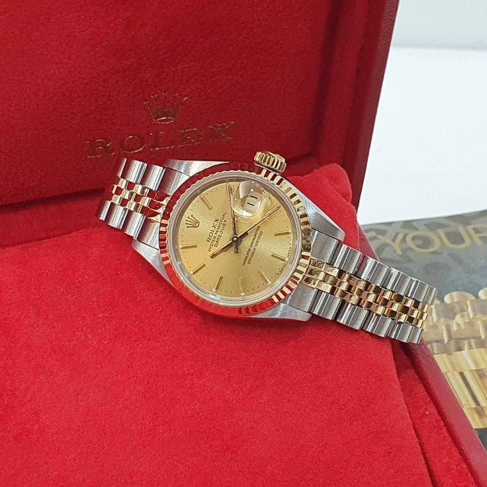 【大眾名錶】ROLEX勞力士 69173 Datejust 蠔式女錶 簡約風格 金色T柱面盤 太陽圈 錶徑26mm 自動上鍊 B1297-2