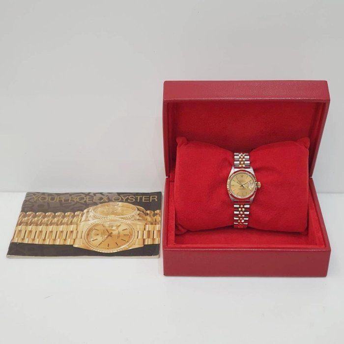 【大眾名錶】ROLEX勞力士 69173 Datejust 蠔式女錶 簡約風格 金色T柱面盤 太陽圈 錶徑26mm 自動上鍊 B1297-9