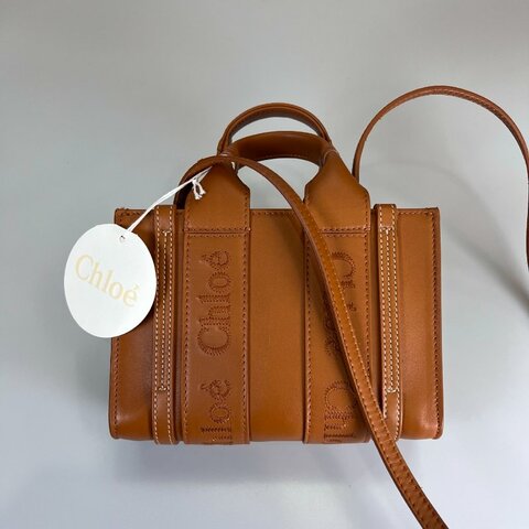 全新品 CHLOE 棕色皮革WOODY MINI 包