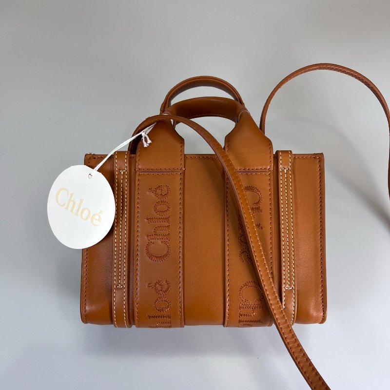 全新品 CHLOE 棕色皮革WOODY MINI 包-0