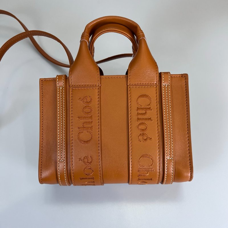 全新品 CHLOE 棕色皮革WOODY MINI 包-1