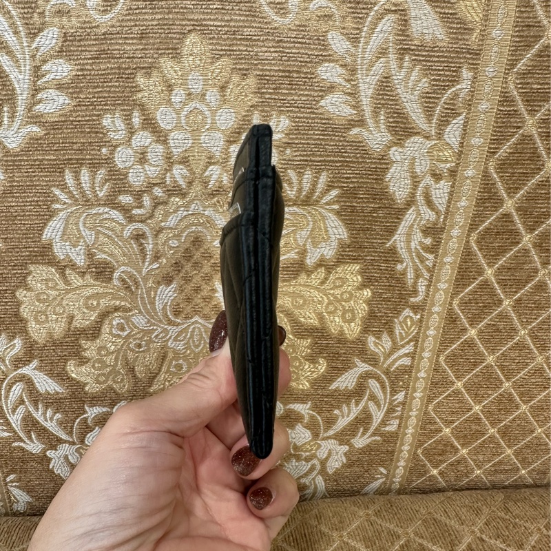 Chanel 黑羊皮金釦3卡卡片夾AP0213-2