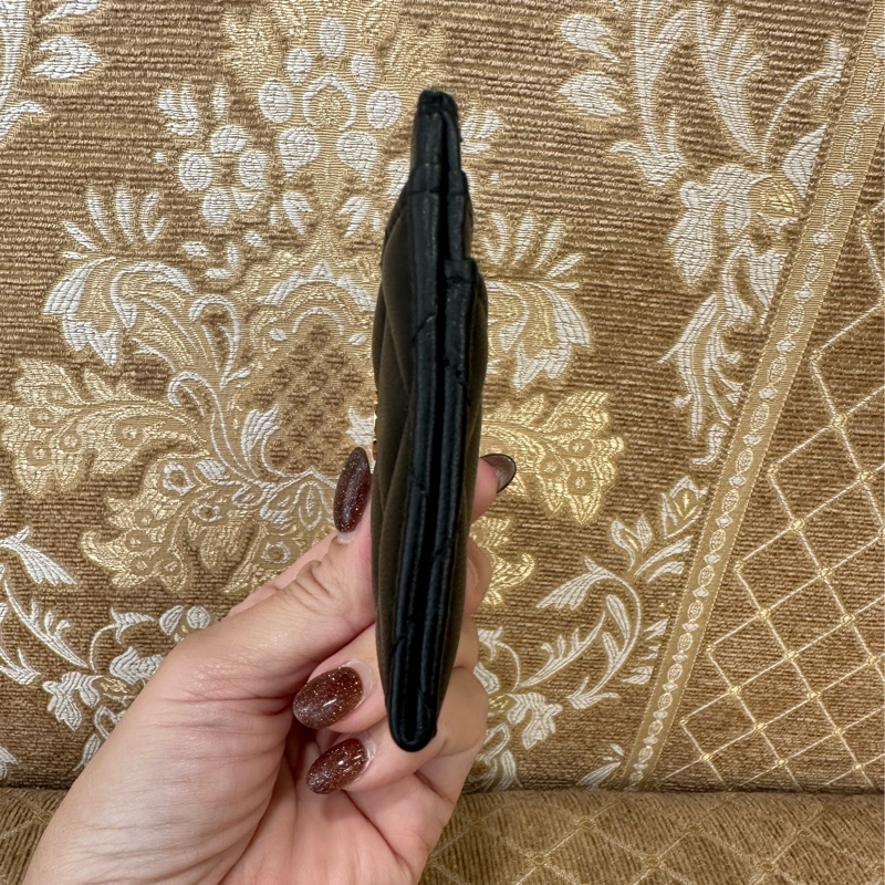 Chanel 黑羊皮金釦3卡卡片夾AP0213-3