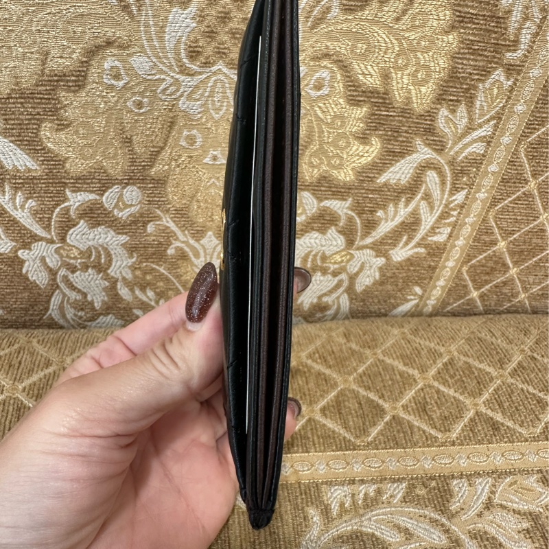 Chanel 黑羊皮金釦3卡卡片夾AP0213-4