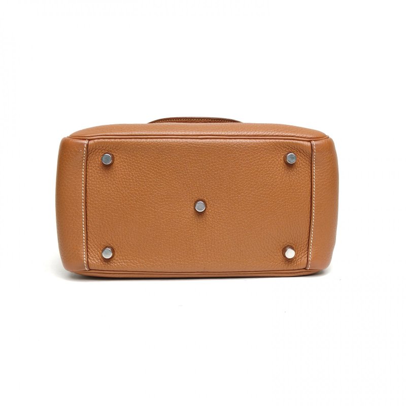 HERMES Lindy2637金棕色TC皮X刻銀扣肩背包-4