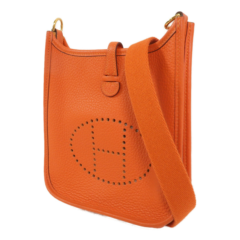 HERMES Clemence皮革Evelyne TPM肩背袋Orange-2
