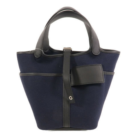 HERMES 帆布Picotin PM手提袋Noir/Caban