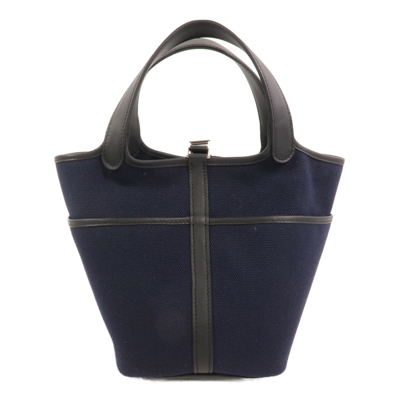 HERMES 帆布Picotin PM手提袋Noir/Caban-1