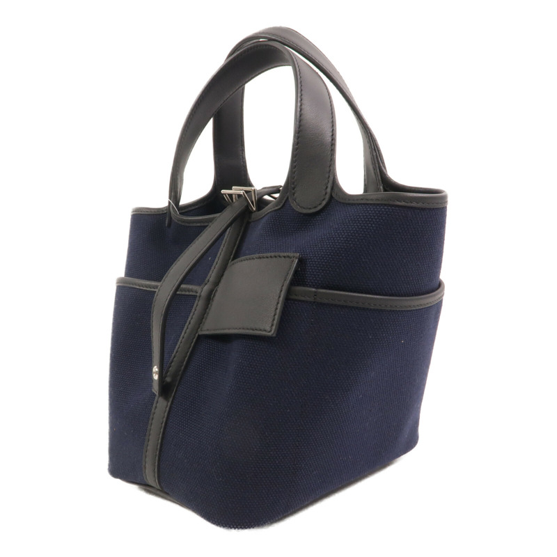 HERMES 帆布Picotin PM手提袋Noir/Caban-2