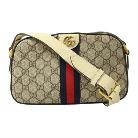 GUCCI 塗層帆布/牛皮皮革Oplidia Camera Bag金扣肩背袋