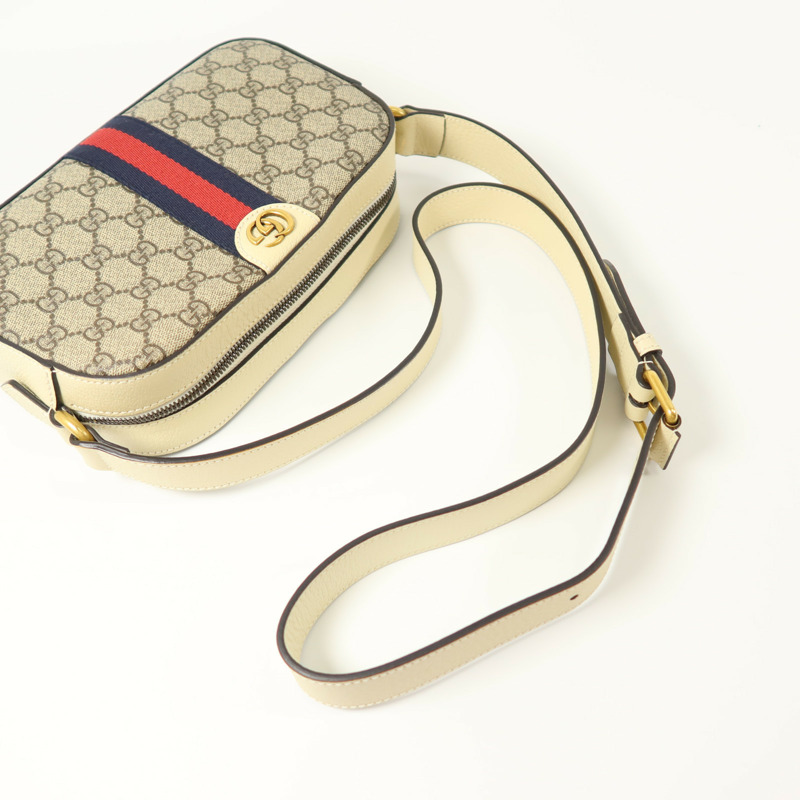 GUCCI 塗層帆布/牛皮皮革Oplidia Camera Bag金扣肩背袋-8