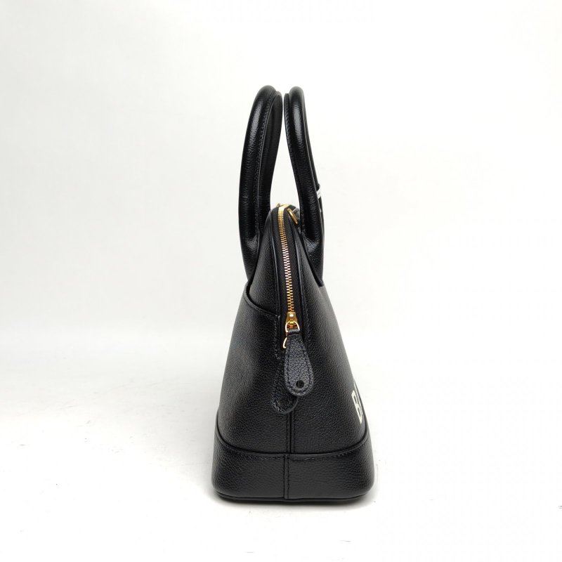 BALENCIAGA 黑色牛皮logo手提貝殼包小號肩背包-3