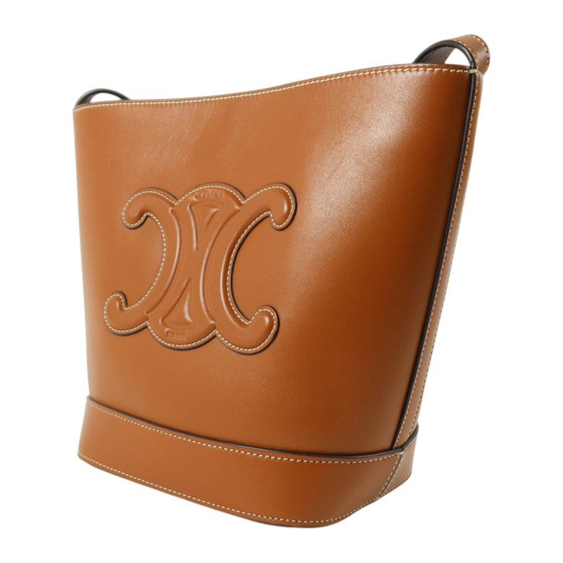 CELINE 牛皮皮革Small Cuir Triomphe Bucket金扣肩背袋-2