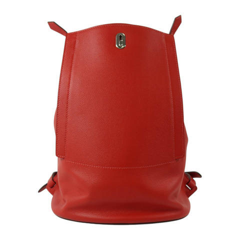 HERMES Evercolor皮革Sac A Dos GR24銀扣背包Rouge Piment