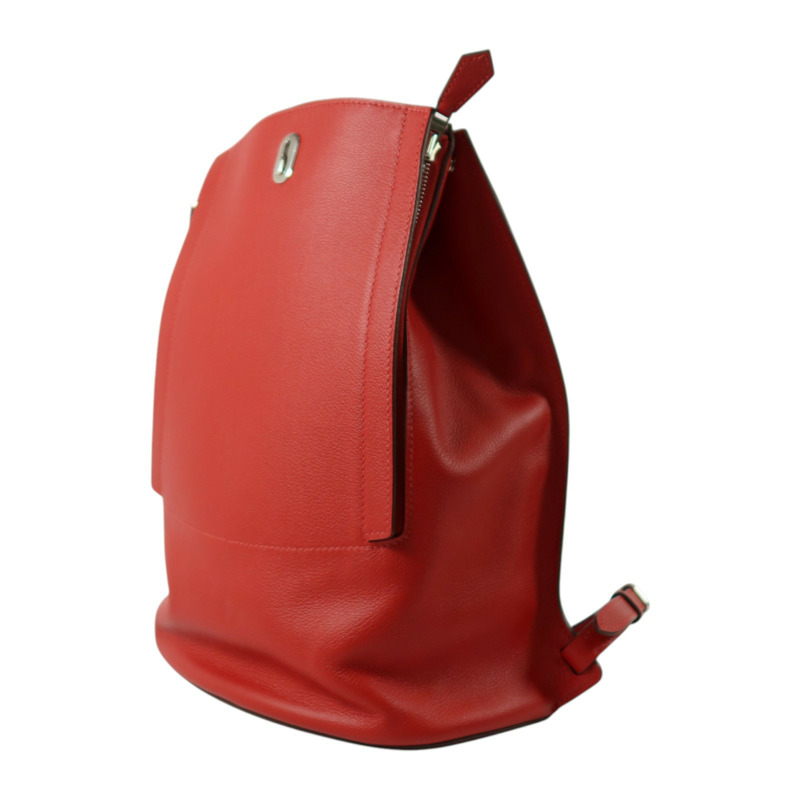 HERMES Evercolor皮革Sac A Dos GR24銀扣背包Rouge Piment-2