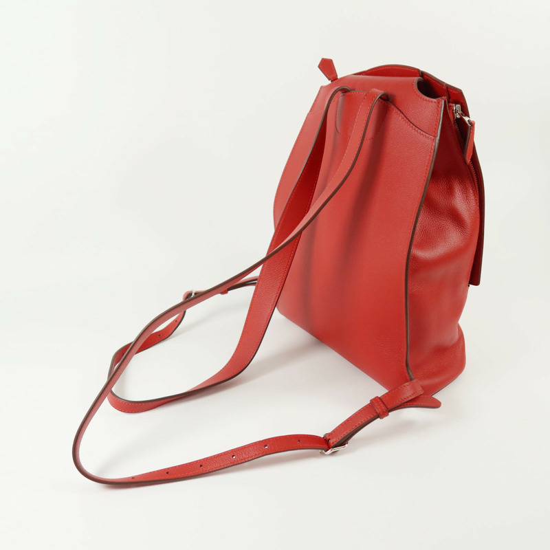 HERMES Evercolor皮革Sac A Dos GR24銀扣背包Rouge Piment-7