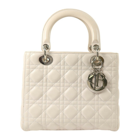 Dior 羊皮皮革Lady Dior Medium銀扣手挽袋