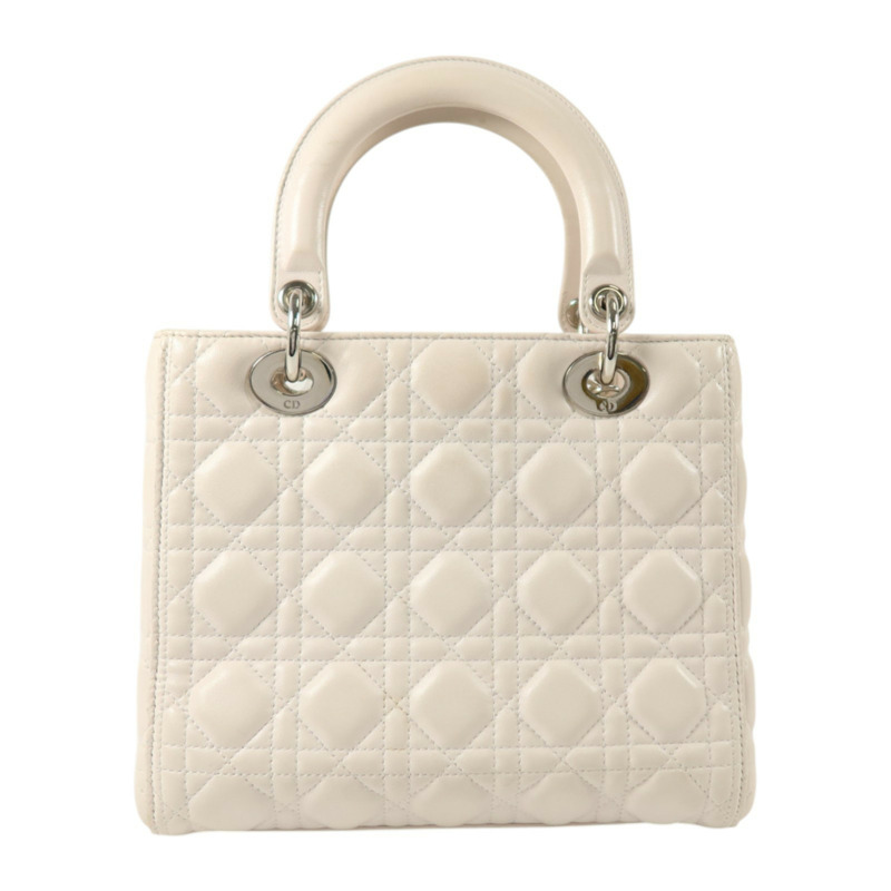 Dior 羊皮皮革Lady Dior Medium銀扣手挽袋-1