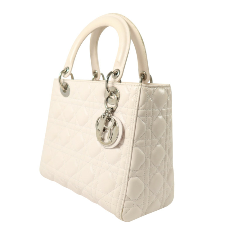 Dior 羊皮皮革Lady Dior Medium銀扣手挽袋-2