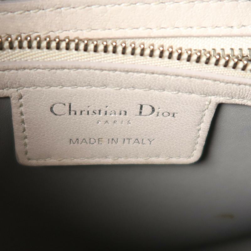 Dior 羊皮皮革Lady Dior Medium銀扣手挽袋-5